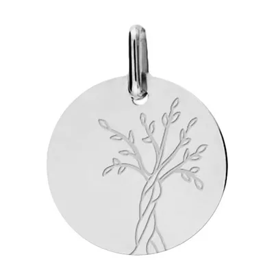 Médaille Arbre de Vie enraciné (Or Blanc 9K)